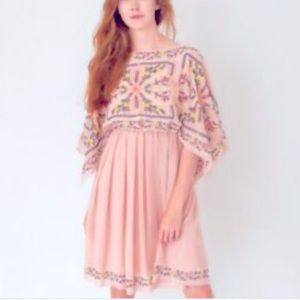 Molly Bracken pink boho embroidered dress-NWT